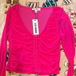 Steve Madden Fuchsia Ruched Blouse